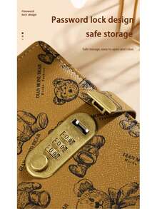 100-Page A6 Lockable Binder With Bear Pattern – Waterproof & Magnetic, Budget Tracker, Cash Notebook, Financial Planner – Perfect For Back-To-School Students Or Savings Goals.
