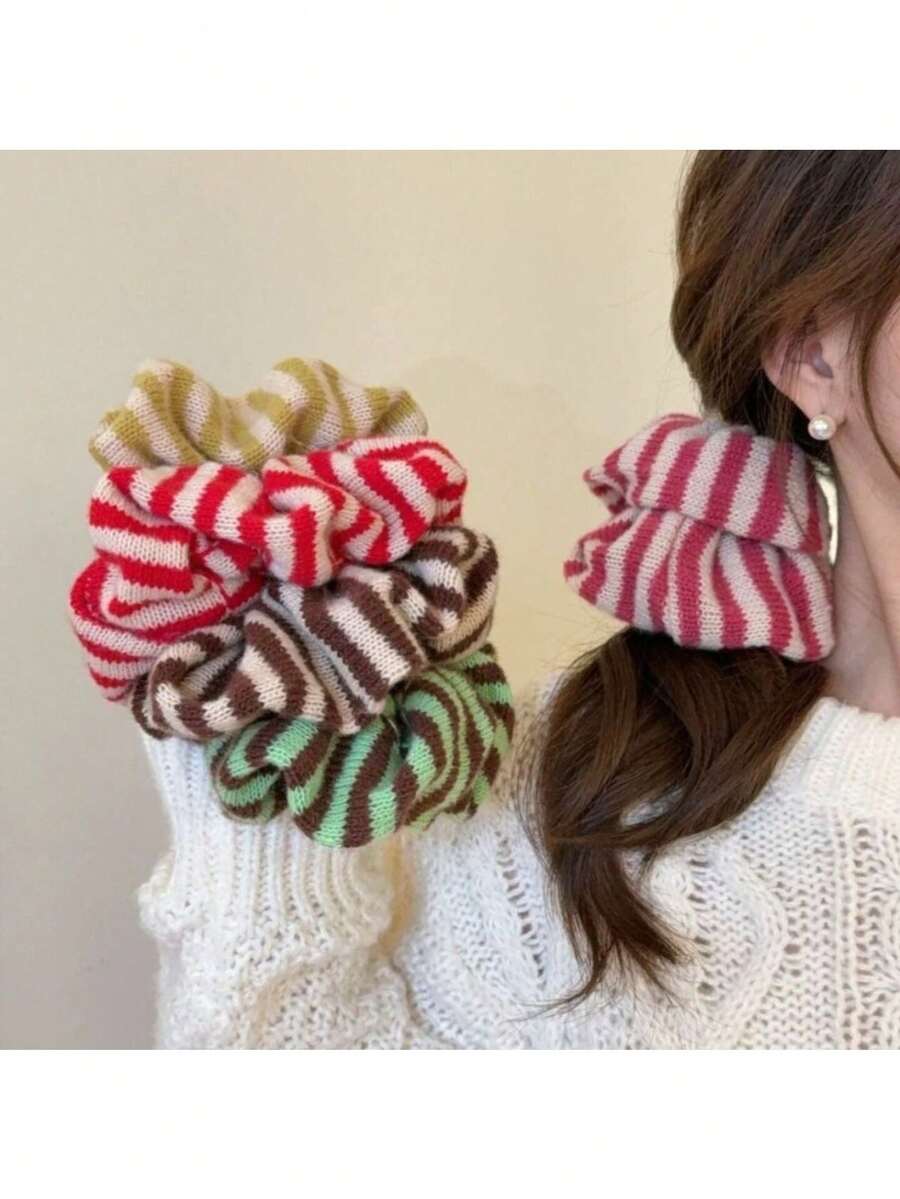 Fashionable Autumn And Winter Knitted Laid-Back Style Hair Ties, Bun Hair, Leather Band Hair Ties ,Ponytail Holders ,Hair Elastics ,Hair Rubber Bands ,Scrunchies ,Hair Rope