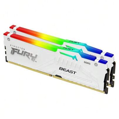  Mémoire Kingston FURY Beast White RGB EXPO 64 Go 6 000 MT/s DDR5 CL30 DIMM pour ordinateur de bureau (lot de 2) - KF560C30BWEAK2-64