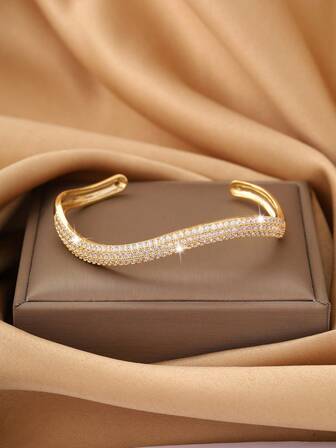 1 Adet Asimetrik Dalgalı Açık Bilezik, Tatil Hediyeleri İçin Uygun