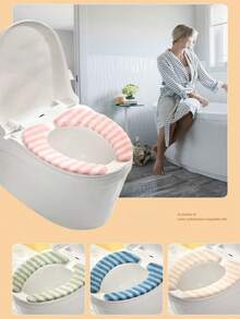 Toilet Pad Paste Thickening Household Autumn And Winter Toilet Pad Paste Luxury Hand-Washable Striped Toilet Pad. - Multicolor - View 3