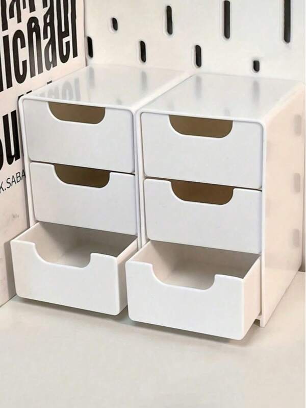 1 White Multi-Layer Drawer Style Storage Box Made Of Plastic Material, Designed In A Drawer Style, Used For Sorting And Storing Stationery, Jewelry, Beauty Products, Small Items, And Desktop Clutter. Suitable For Scenarios Such As Office Desks, Dressing Tables, Desks, As Well As Storage Cabinets, Storage Boxes, Bedroom Furniture, Bedroom Dressing Tables, Bedroom Drawer Cabinets