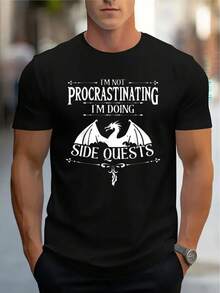 Men's Halloween T-Shirt, Comfortable Crew Neck, Soft And Breathable Cotton Short Sleeve, Summer And Spring Casual Wear, Urban Style With Modern Letter Print - 黑色 - 查看 11
