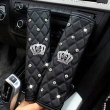 1/2pcs Shoulder Pads With Rhinestones For Car Belts, Shoulder Protection, And Car Interior Accessories.