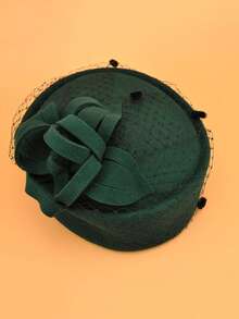 1pc Elegant British Style Wool Felt Hat, Luxury Mesh Design, Fashionable & Versatile, Minimalist , Exquisite Craftsmanship, Unique Design, Skin-Friendly, Suitable For Home, Outings, Gatherings, Work, Business, Flight Attendant