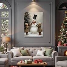 Arte de pared navideño xinch, imágenes de granja, decoración de pared, escena de nieve de invierno, impresión en lienzo, decoraciones de arte para el hogar, baño, sala de estar, dormitorio - transparente - Ver 8