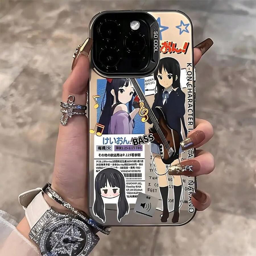 Funda de Teléfono de Personaje Y2K K-ON Compatible con iPhone 16, 15, 14, 13, 12, 11 Pro Max, X, XR, XS Max, 8 y 7 Plus - Funda Protectora Mate Duradera - Mezcla de colores - Ver 1