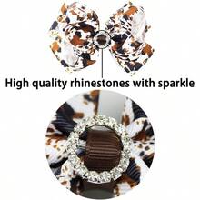 2 Pack Hair Clip For Women Girls Cow Bows Hair Clip Leopard Cow Patterned Bow Hair Clip Doublelayer Highquality Rhinestone Hair Clip Cow Print+Leopard Print One Size - Cowprintleopardprint - View 2