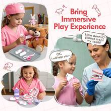 Lehoo Castle Juego de Doctor para Niños, Kit de Doctora Juguetes para Nina y Niño, Doctora Juguetes con Bata de Laboratorio y Instrumentos dentales, Regalos para Niño y Niña de 3+ Años - Juego de Dentista Niñas - Ver 2