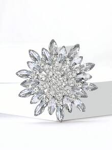 Sparkling Rhinestone Flower Brooches - Luxury Crystal Pins For Women Unisex Banquet Clothing Accessories/Friends Party Badge Gifts