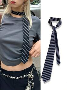 1 件女士时尚街头风格条纹休闲腰带（6 厘米），英国学院风条纹针织领带，派对服装配饰，衬衫装饰，创意空间桌面装饰，生日惊喜，圣诞节，万圣节礼物，适合送给家人和朋友