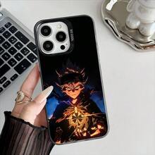 Funda de teléfono con diseño del anime B-Black Clover compatible con Apple 11 12 13 14 15 16 Pro Max Plus, funda protectora con acabado chapado, compatible con los modelos 17, 17 Pro y 17 Pro Max - z8 - Ver 9