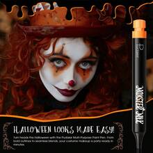 Pudaier Halloween 4-Color Face Paint Pens - Black, White, Red, Pumpkin; Matte Velvet Texture, Multi-Purpose; Exclusive Halloween Makeup; Halloween Cosmetics; Suitable For Halloween, Cosplay, Horror Parties, And Pranks. - Multicolor - View 8