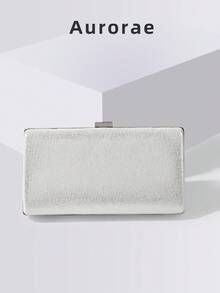 1 geantă de mână cu sclipici argintiu și strasuri, geantă de mână elegantă și elegantă pentru petreceri formale, cu lanț metalic, potrivită pentru rochii de seară, bal, evenimente formale