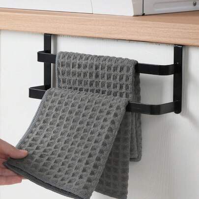 1pc Kitchen Towel Rack, Cabinet Door Dish Towel Rack For Cabinets - Mounts On Doors Without Drilling - Ideal For Bathroom And Kitchen Storage Of Hand Towels And Tea Towels; Durable Space Saving Rack