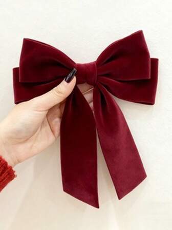 1 st. vinröd hårspänne i Fable-stil med rosett, stor sammetssatin med krokodilspänne i sjömansrosett, håraccessoar för cheerleader, alla hjärtans dag-nyårspresent, hårspänne till kvinnor och flickor, hårspänne, håraccessoar