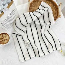 1 khăn trải bàn bằng vải dệt kim sọc đen trắng, khăn ăn dệt rỗng, miếng lót đĩa, vải phủ, vải nền chụp ảnh - Nhiều màu - Xem 8