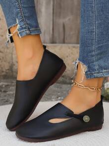 Women's Floral Hollow Lace-Up Flat Casual Shoes, Breathable -On Daily Wear - Black - View 4
