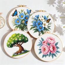 1 Set Kit de bordado para principiantes, patrón decorativo de punto de cruz impreso, 20x18.5cm Set de bordado DIY, incluye patrón, hilos, aro, agujas, instrucciones, regalo ideal para Halloween, Acción de Gracias, San Valentín, Navidad, Cumpleaños