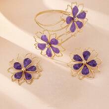 1pc Fashionable Elegant Vintage Open Flower Arm Cuff, Suitable For Daily Gatherings, Valentine's Day Gift, Mother's Day Gift, And Gifts For Family