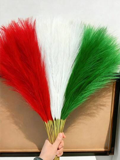 33Pcs/15Pcs/6Pcs Artificial Pampas Grass 55cm/21.65in Fluffy Faux Flower Beige, Brown, Orange Colored Artificial Reed Faux Pampas Grass For Home Farmhouse Decor, For Bohemian Decor, Artificial Flower Fake Pampas Decor,