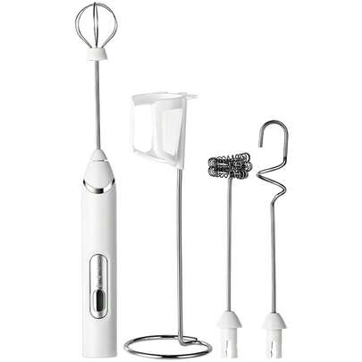 J-17 New Electric Coffee Frother, Electric Milk Frother, Milk Mixer, 3 Heads, 3 Speeds, With Stand, USB Rechargeable, Milk Frother, Egg Beater, Coffee Foamer, ABS+304 Stainless Steel