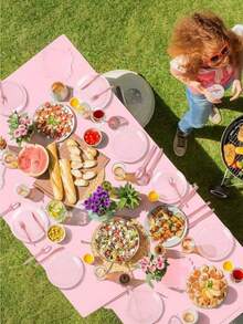 Set di posate rosa chiaro, piatti da festa da 7/9 pollici, posate, coltelli, forchette, cucchiai, tovaglioli, bicchieri di carta, regali per feste di compleanno, decorazioni per feste, adatti per forniture per feste a tema compleanno