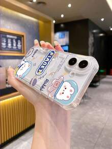 1pc White Shockproof TPU Phone Case With Cute Rabbit Pattern, Compatible With Iphone, Android, OPPO Phones - Multicolor - View 4