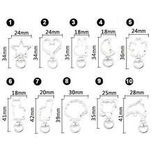 QIAO 10Pcs Cute Metal MaterialKeychain Various Shapes Keychain Accessories Heart Star Moon Flower Dog Cat Key Chain For Keys Bags Women Gifts