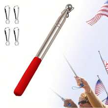 Telescopic Handheld Flagpoles, Telescopic Flag Pole With Clips Portable Stainless Steel Flag Pole For OutsideFlag Pole