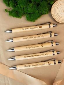 Engraved Wooden Ballpoint, Custom Gift, Christmas Friends,Customized Bamboo Pens With Inspiring Quotes, Quick-Drying And Extendable Ballpoint Pens For Writing, Suitable For Students, Teachers And Offices