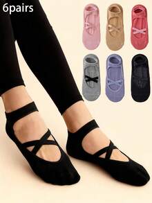 1/3/6 Pairs Random Solid Color Women Yoga Socks, Suitable For Pilates, Aerobics, Home, And Gift - Multicolor - View 22