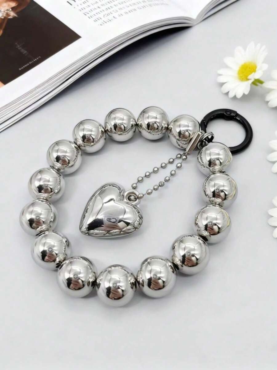 Personalized Creative Silver Bead Detachable Chain Wrist Strap, Phone Case, Key Chain, Bag Pendant, Fashionable For Women