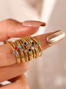 1 pieza Anillos de mujer con corazón delicado, anillo abierto de acero inoxidable diminuto con imitación de circonita, joyería de moda para damas, regalo de cumpleaños, regalos del Día de San Valentín