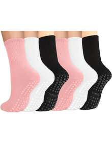 1/3 زوج جوارب يوجا للنساء مانعة الانزلاق، جوارب بيلاتس مانعة الانزلاق للنساء، جوارب بيلاتس لاصقة، جوارب يوجا وباليه مزودة بنعل مانع للانزلاق، جوارب رياضية للباليه والرياضات اللياقة البدنية