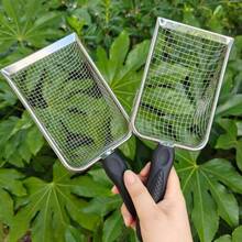 Juego de pala cribadora de tierra de jardinería de 1 pieza, rastrillo con mango para cernir compost, cernidor de y tierra vegetal para horticultura y agricultura, herramientas de jardín esenciales, cribadora de tierra de jardín, cribadora de rocas, cribadora de tierra, pala cribadora