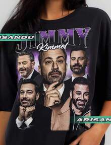 Limited Jimmy Kimmel Vintage Shirt, Gift For Women And Man Unisex Tshirt - 黑色 - 查看 1