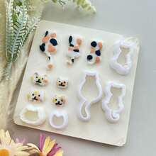 Elegant Little Cat Shape High Polymer Clay Cutter Set - Little Cat Jewelry Making Kit - Suitable For Summer And Graduation Season Clay Cutters, Suitable For Making Soft Clay Earrings, Cutting Mold, DIY Handmade Tools, Soft Clay Cutting Tools