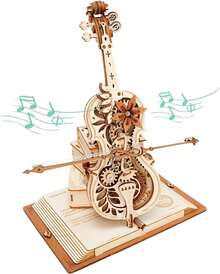 ROKR Magic Cello Series Mechanical Music Box 3D Wooden Jigsaw Puzzle with Automatic Playing Mechanism, 199 pieces, perfect for adult and teen desktop decorations, birthdays, and holiday gifts. Available in two sizes: AMK63 and AMK63M - AMK63 - Übersicht 2
