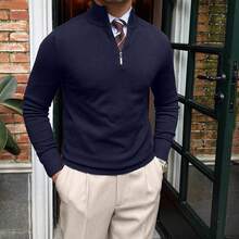 Old Money Men Style Men's Fashion Goes With Everything Turtle Neck Pullover Sweater - Màu xanh hải quân - Xem 4