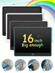 RSP 16 Inch/13 Inch/11 Inch Large Size LCD Drawing Tablet, Erasable Writing Board, Electronic Writing Pad, Color Doodle Board, Kids Educational Chalkboard, Family/Office Message Board – A Writing Tool For Youngsters, The Perfect Birthday, Halloween And Christmas Gifts For Girls And Boys Toys - Multicolor - View 3