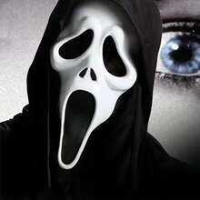 1pc Scary Screaming Ghost Face Mask, Latex Horror Mask Prop For Party, Masquerade, Costume Play, Funny Frightening Headgear - Multicolor - View 8