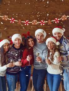 1 pièce Guirlande d'homme en pain d'épices de Noël, bonbons d'homme en pain d'épices et couronne de perles en bois, guirlande décorative d'homme en pain d'épices de Noël, décoration de cheminée couronne de Noël, bannière suspendue pour la cour et le jardin, convient pour les fêtes de Noël et du Nouvel An