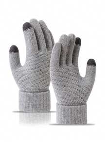 1 Pair Unisex Winter Warm Touchscreen Gloves - Fire-Resistant Design, Suitable For Outdoor Activities And Smartphone Use, Cold-Proof Gloves (Black/Orange), Machine Washable - Multicolor - View 8