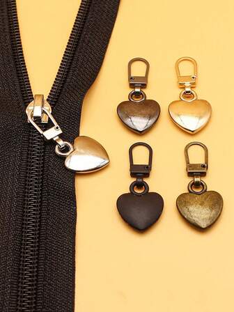 Detachable Zipper Pulls, DIY Zipper Charms, Zipper Heads Replacement For Bags, Jackets, Clothing, Pendants, Heart Shaped, No Tools Required