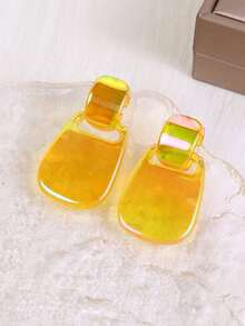 1 Pair Minimalist Candy Color Geometric Round Drop Earrings, Elegant Resin Earrings Jewelry Gift For Women, Girls, Suitable For Daily Wear, Party, Travel