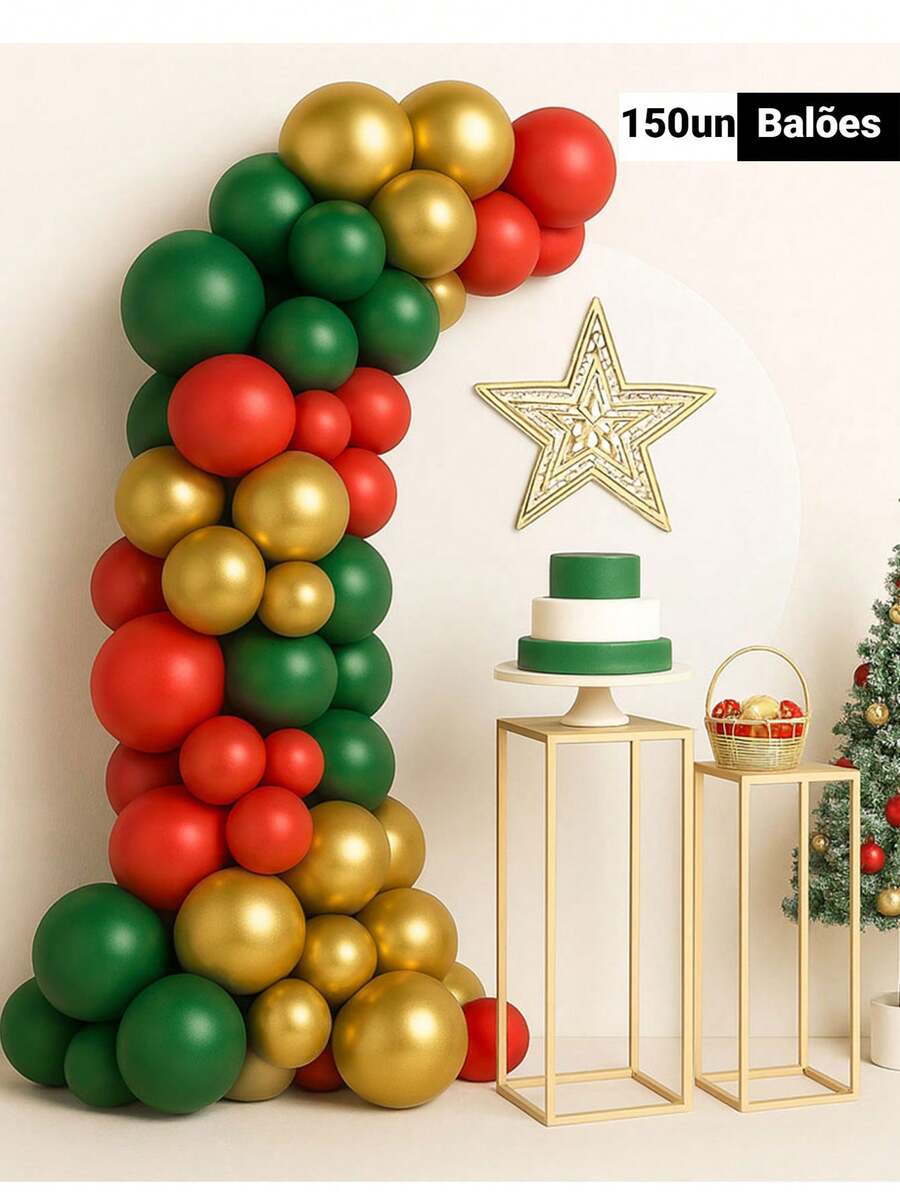 Balloon Kit 150 Units Deconstructed Arch Gold, Red And Green Balloon Balloon Christmas Decoration - Bộ 1 - Xem 1