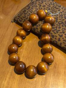 1 pieza Collar grande transparente de verano con cuentas, material de resina, diseño simple y exagerado, adecuado para mujeres, regalos y uso diario - Marrón A - Ver 15