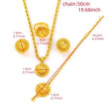 Set de 4 bijuterii clasice cu două bare, culoare aurie, cercei, inele, colier, lanț de păr, cadou pentru petreceri din Orientul Mijlociu, cadou de zi cu zi, nuntă, cadou de sărbători