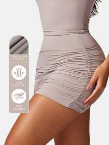 MFVIM Women's Solid Color Pleated Bodycon Mini Skirt